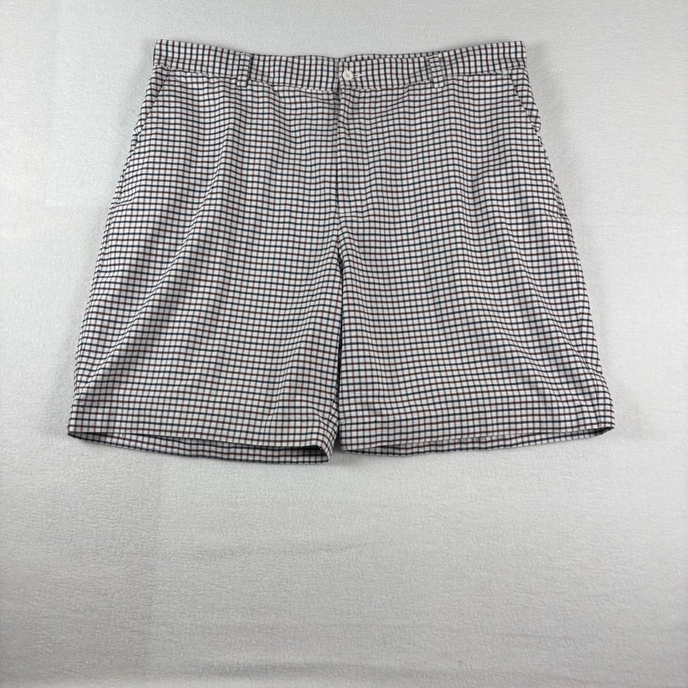 Dunning Mens 40 Blue Burgundy White Plaid Golf Shorts Flat Front‎ Performance 40